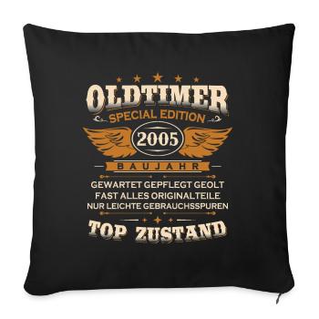 Voiture de collection construite en 2005 Born Vintage Birthday - Housse de coussin décorative 45 x 45 cm - noir - Devant