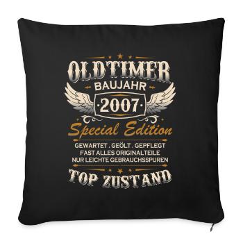 Oldtimer Baujahr Jahrgang 2007 Geburtstag Geschenk - Sofakissenbezug 45 x 45 cm - Schwarz - Vorne