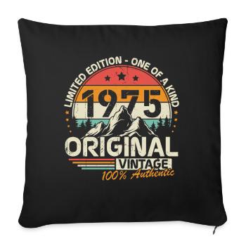 Original 1975 Vintage Rétro Cadeau d’anniversaire - Housse de coussin décorative 45 x 45 cm - noir - Devant