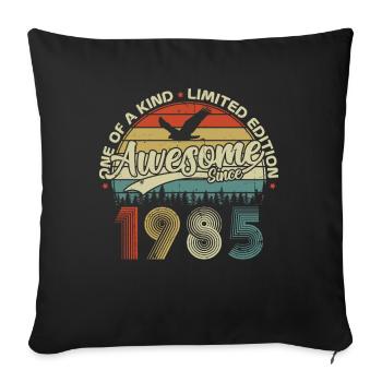 Vintage 1985 Rétro Cadeau D'anniversaire 40 Ans - Housse de coussin décorative 45 x 45 cm - noir - Devant