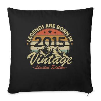 Les Légendes Sont Nées En 2015 Vintage Cadeau - Housse de coussin décorative 45 x 45 cm - noir - Devant