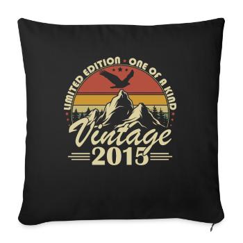 Vintage 2015 Cadeau Anniversaire Née en 2015 - Housse de coussin décorative 45 x 45 cm - noir - Devant