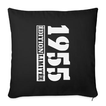 1955 Édition Limitée Humour Anniversaire 70 Ans - Housse de coussin décorative 45 x 45 cm - noir - Devant