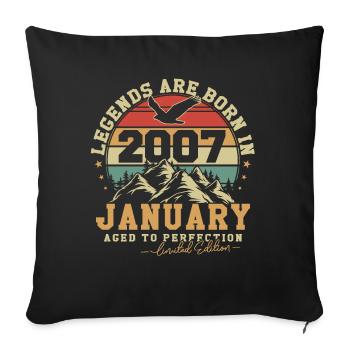 Janvier 2007 Vintage Anniversaire 2007 Cadeau - Housse de coussin décorative 45 x 45 cm - noir - Devant