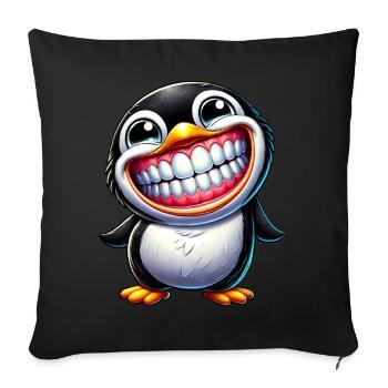 Funny penguin with big laugh - Sofa pillowcase 17,3'' x 17,3'' (45 x 45 cm) - black - Front