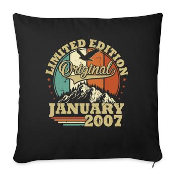 Original January 2007 Vintage Anniversary Gift - Sofa pillowcase 17,3'' x 17,3'' (45 x 45 cm) - black - Front