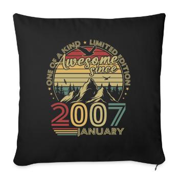 Vintage January 2007 Retro Birthday Gift - Sofa pillowcase 17,3'' x 17,3'' (45 x 45 cm) - black - Front