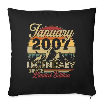 Vintage Retro January 2007 Birthday Gift - Sofa pillowcase 17,3'' x 17,3'' (45 x 45 cm) - black - Front