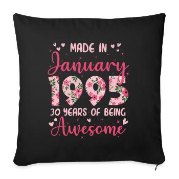 January 1995 Women's 30th Anniversary - Sofa pillowcase 17,3'' x 17,3'' (45 x 45 cm) - black - Front