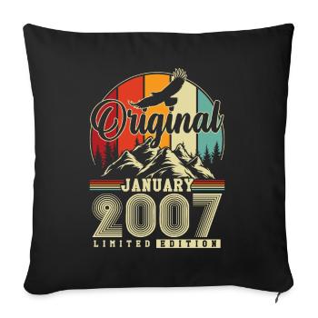 Original Janvier 2007 Vintage Anniversaire - Housse de coussin décorative 45 x 45 cm - noir - Devant