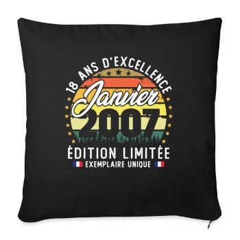 January 2007 Vintage 18 Year Anniversary Gift - Sofa pillowcase 17,3'' x 17,3'' (45 x 45 cm) - black - Front