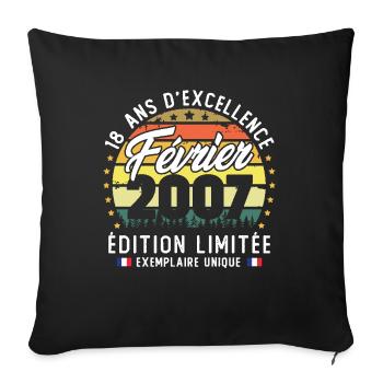 February 2007 Vintage 18 Year Anniversary Gift - Sofa pillowcase 17,3'' x 17,3'' (45 x 45 cm) - black - Front
