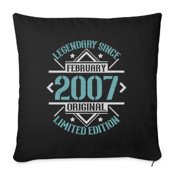 Vintage February 2007 Retro Birthday Gift - Sofa pillowcase 17,3'' x 17,3'' (45 x 45 cm) - black - Front