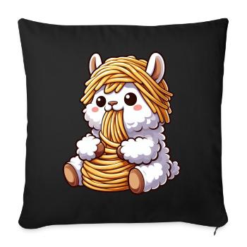 Funny Llama Spaghetti Italian Clumsy - Sofa pillowcase 17,3'' x 17,3'' (45 x 45 cm) - black - Front