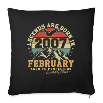 February 2007 Vintage Birthday 2007 Gift - Sofa pillowcase 17,3'' x 17,3'' (45 x 45 cm) - black - Front