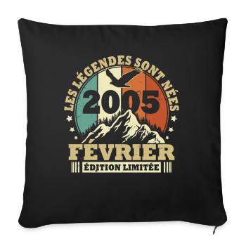 Vintage Février 2005 Cadeau Anniversaire Rétro - Sofa pillowcase 17,3'' x 17,3'' (45 x 45 cm) - black - Front