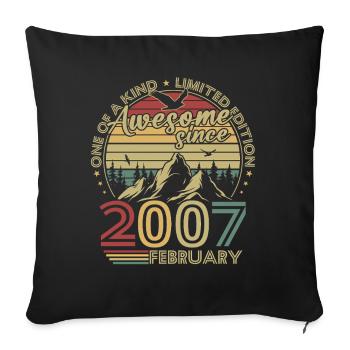 Vintage February 2007 Retro Birthday Gift - Sofa pillowcase 17,3'' x 17,3'' (45 x 45 cm) - black - Front