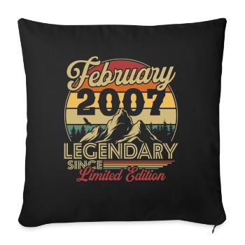 Vintage Retro February 2007 Birthday Gift - Sofa pillowcase 17,3'' x 17,3'' (45 x 45 cm) - black - Front