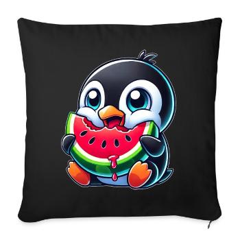 Cute Penguin Cartoon Watermelon Summer - Sofa pillowcase 17,3'' x 17,3'' (45 x 45 cm) - black - Front