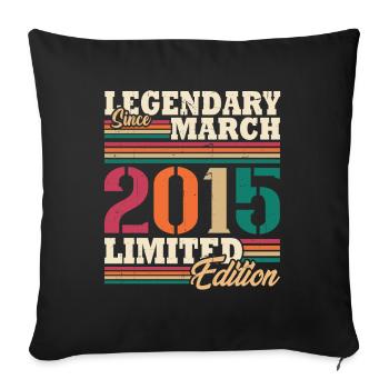 Vintage 2015 Mars Cadeau Anniversaire Rétro - Housse de coussin décorative 45 x 45 cm - noir - Devant