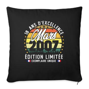 March 2007 Vintage 18 Year Anniversary Gift - Sofa pillowcase 17,3'' x 17,3'' (45 x 45 cm) - black - Front