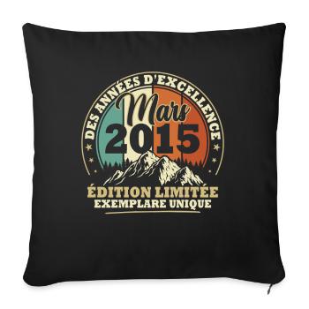 Vintage Mars 2015 Vintage Cadeau Anniversaire - Housse de coussin décorative 45 x 45 cm - noir - Devant