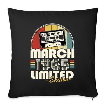 Legendary since March 1965 vintage birthday - Sofa pillowcase 17,3'' x 17,3'' (45 x 45 cm) - black - Front