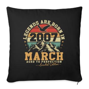 Mars 2007 Vintage Anniversaire 2007 Cadeau - Housse de coussin décorative 45 x 45 cm - noir - Devant