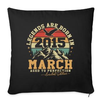Mars 2015 Vintage Anniversaire 2015 Cadeau - Housse de coussin décorative 45 x 45 cm - noir - Devant