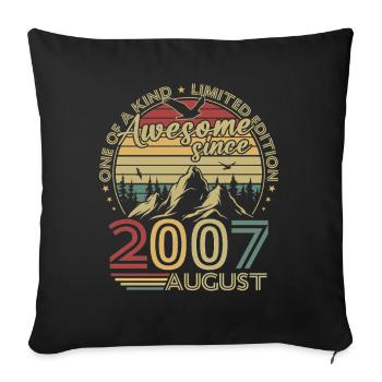Vintage August 2007 Retro Birthday Gift - Sofa pillowcase 17,3'' x 17,3'' (45 x 45 cm) - black - Front