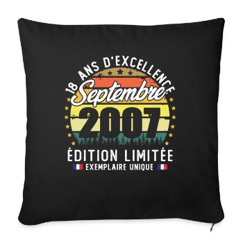 September 2007 Vintage 18 Year Anniversary Gift - Sofa pillowcase 17,3'' x 17,3'' (45 x 45 cm) - black - Front