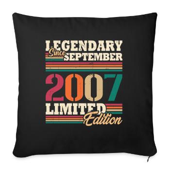 Vintage 2007 September Retro Birthday Gift - Sofa pillowcase 17,3'' x 17,3'' (45 x 45 cm) - black - Front