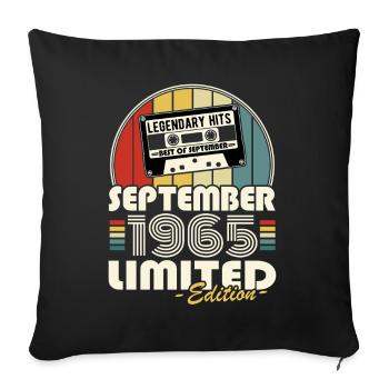 Legendary since September 1965 vintage birthday - Sofa pillowcase 17,3'' x 17,3'' (45 x 45 cm) - black - Front