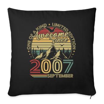 Vintage September 2007 Retro Birthday Gift - Sofa pillowcase 17,3'' x 17,3'' (45 x 45 cm) - black - Front