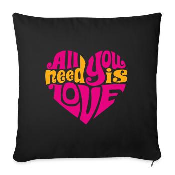 Tout ce dont tu as besoin c'est de l'amour - Housse de coussin décorative 45 x 45 cm - noir - Devant