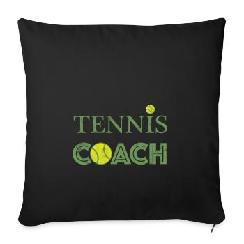 Tennis Coach Tennis trainer - idée cadeau - Housse de coussin décorative 45 x 45 cm - noir - Devant