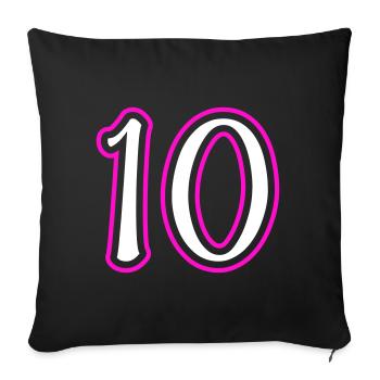 10 Number number - Sofa pillowcase 17,3'' x 17,3'' (45 x 45 cm) - black - Front