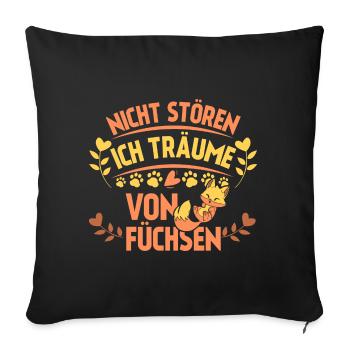 Nicht stören ich träume von füchsen - Sofakissenbezug 45 x 45 cm - Schwarz - Vorne