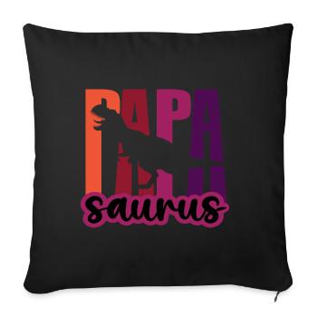 Papasaurus Fête des Pères Dinosaure T-Rex Idée Cadeau - Housse de coussin décorative 45 x 45 cm - noir - Devant