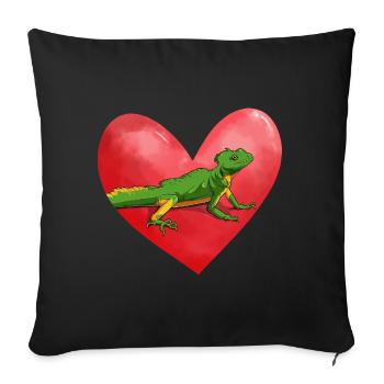 Cœur de Lézard Herpétologie Reptiles Saint-Valentin - Housse de coussin décorative 45 x 45 cm - noir - Devant