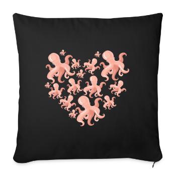 Herz Krake Octopus - Sofakissenbezug 45 x 45 cm - Schwarz - Vorne