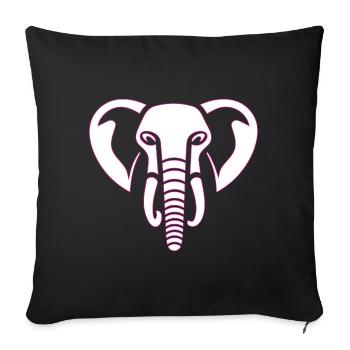 Elephant Majesty: elephant's head print, pink - Sofa pillowcase 17,3'' x 17,3'' (45 x 45 cm) - black - Front