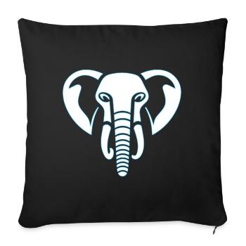 Elephant Majesty: elephant's head print, blue. - Sofa pillowcase 17,3'' x 17,3'' (45 x 45 cm) - black - Front
