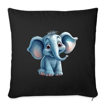 Niedlicher Elefant für Kinder für Kinder - Sofakissenbezug 45 x 45 cm - Schwarz - Vorne