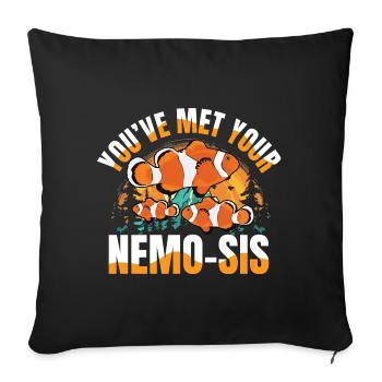 Funny Clownfisch für eine Anglerin Fischerin - Sofakissenbezug 45 x 45 cm - Schwarz - Vorne