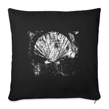 Chemin - Pétoncle - Pèlerinage - Santiago - Housse de coussin décorative 45 x 45 cm - noir - Devant