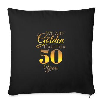 Mariage en or 50 ans cadeau marié - Housse de coussin décorative 45 x 45 cm - noir - Devant