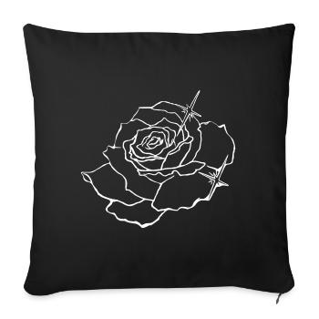 Fleur de rose avec des étoiles - Housse de coussin décorative 45 x 45 cm - noir - Devant