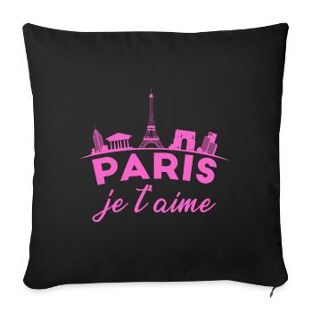 Amour Paris France Femmes Tour Eiffel - Housse de coussin décorative 45 x 45 cm - noir - Devant