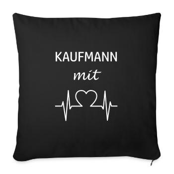 Kaufmann mit Herz - Sofakissenbezug 45 x 45 cm - Schwarz - Vorne